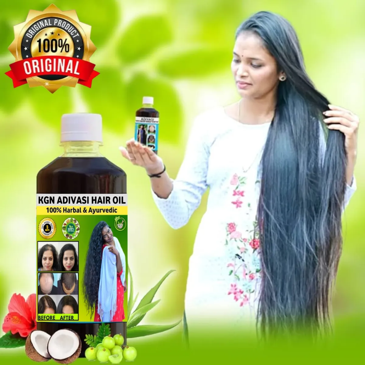 White Herbal Adivasi Hair Oil For Promotes Natural Hair Growth 100 Ml
